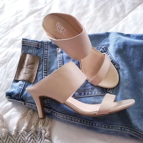 Franco Sarto Shoes - Nude Leather High Heels ◇ Beige ◇ Open Toe